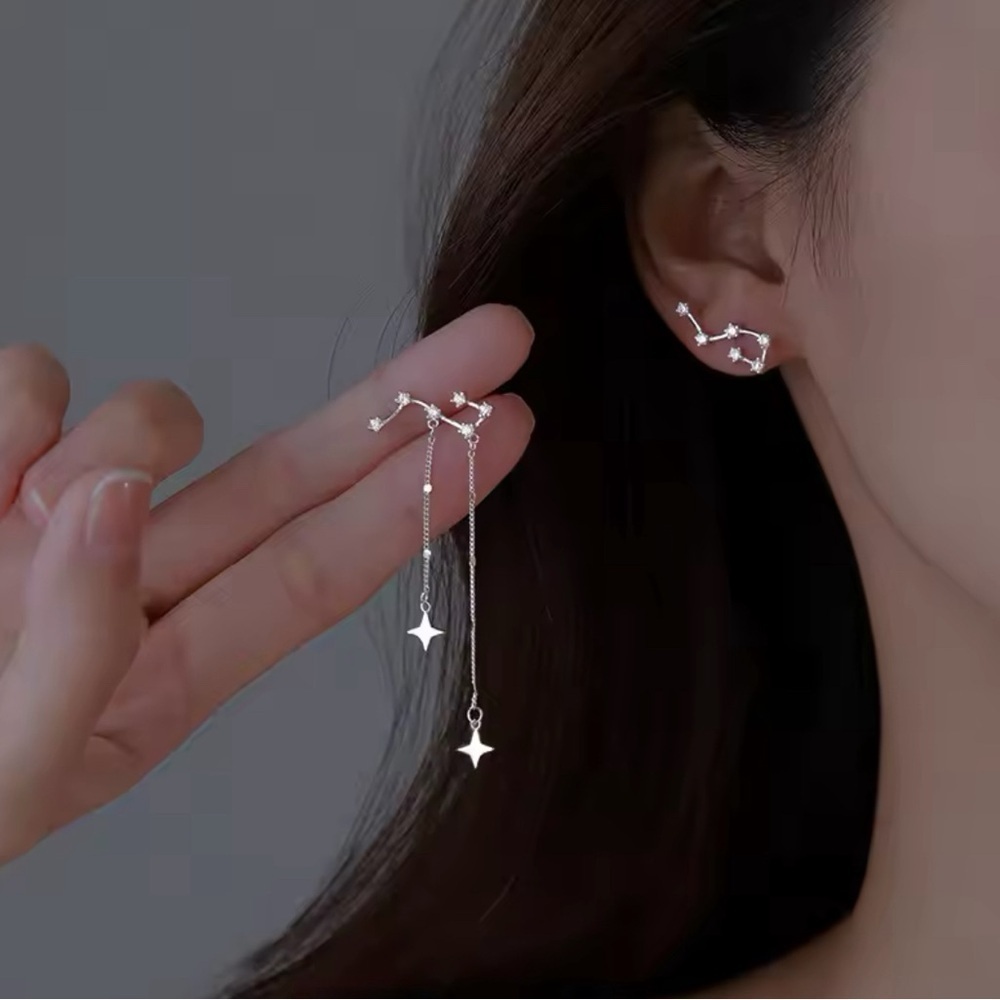 925 Sterling Silver Big & Little Dipper Constellation Star Stud Dangle Earrings - Picture 4 of 10